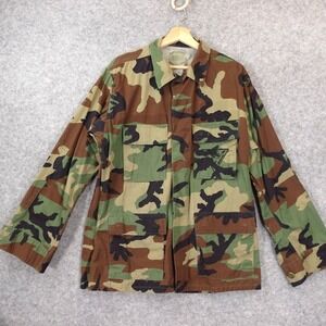 Vintage Naval Marine BDU Jacket Men S Green M81 Woodland Camo US Coastal Warfare